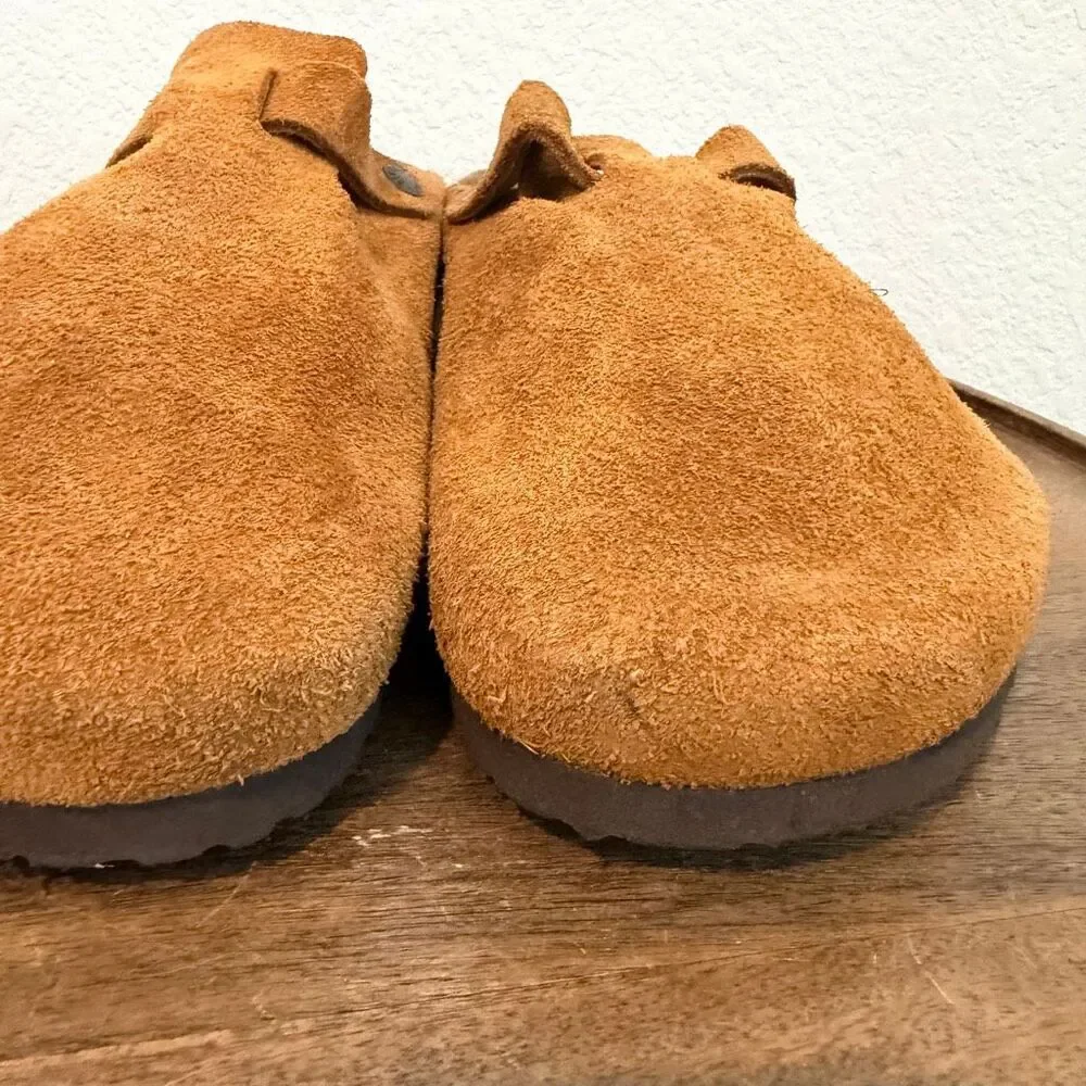 Birkenstock Mink Brown Leather Suede Boston Soft Footbed Clogs Men's Size 12